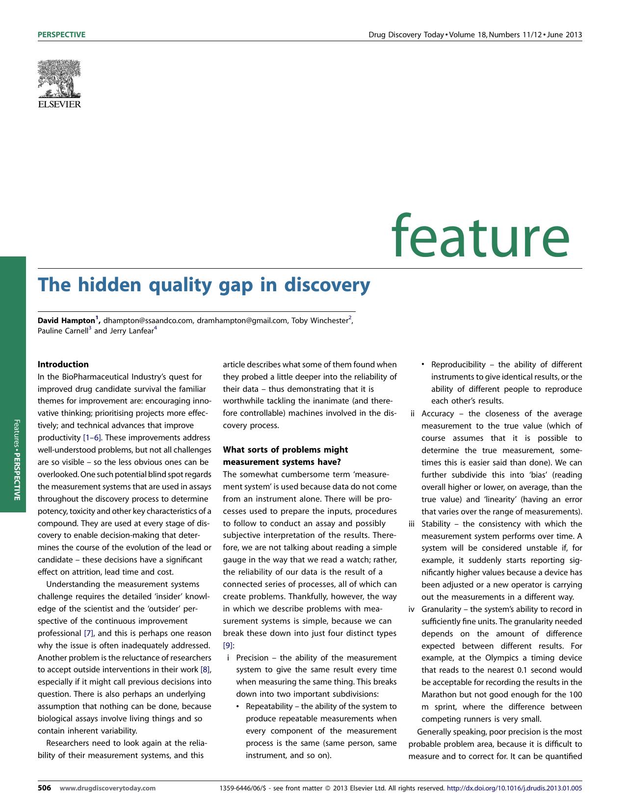 The hidden quality gap in discovery by David Hampton