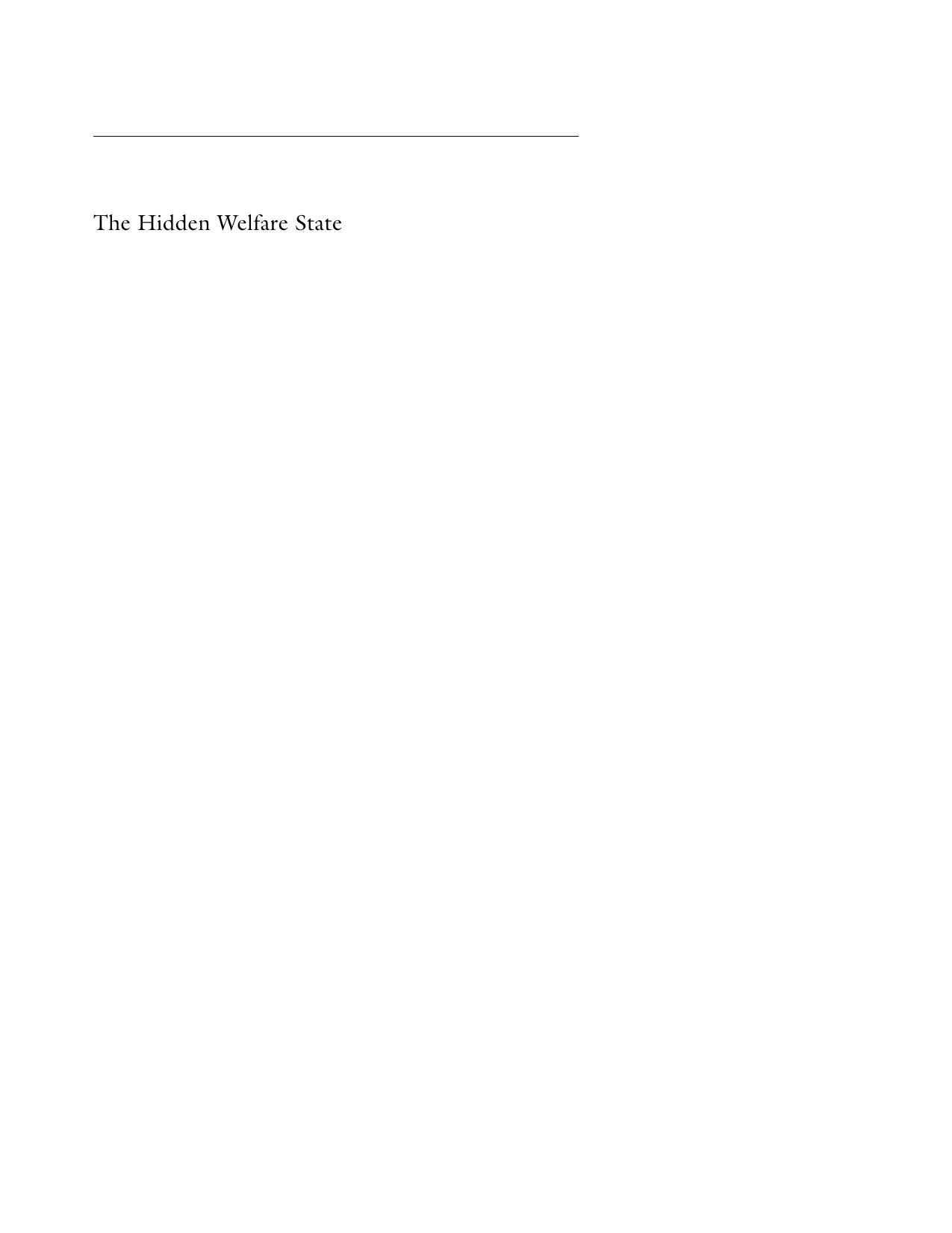 The hidden welfare state: tax expenditures and social policy in the United States by Christopher Howard
