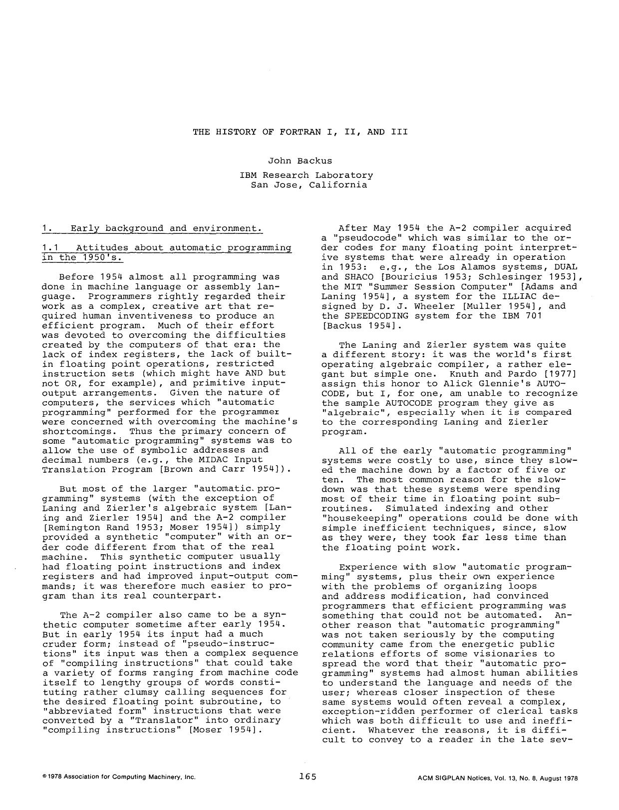 The history of Fortran I, II, and III by Backus J