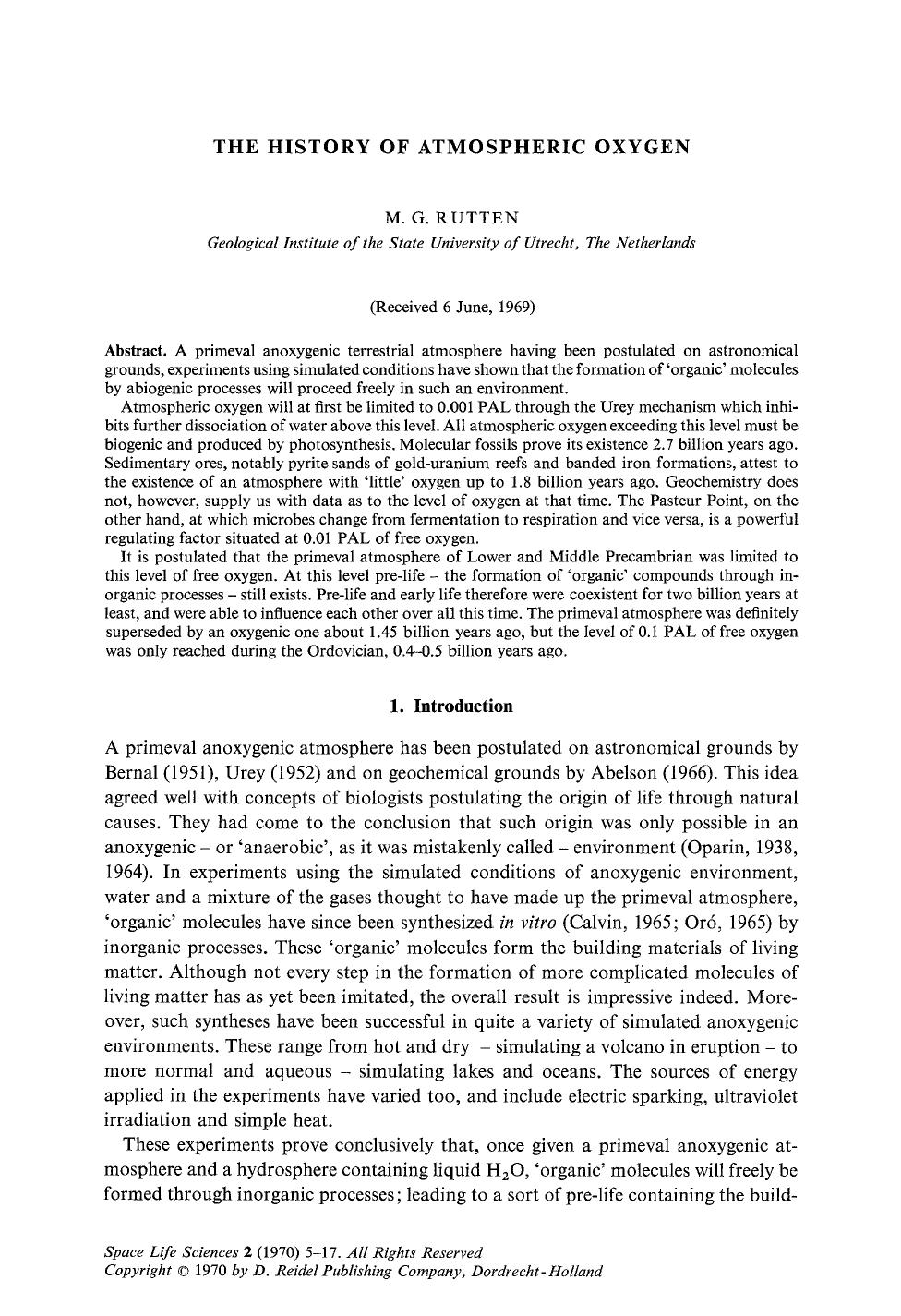 The history of atmospheric oxygen by Unknown