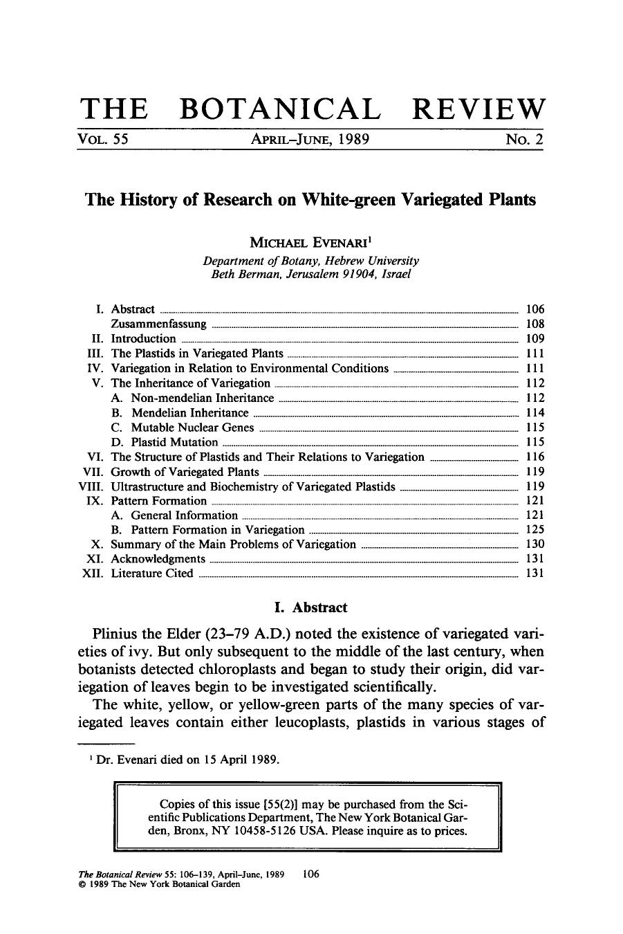 The history of research on white-green variegated plants by Unknown