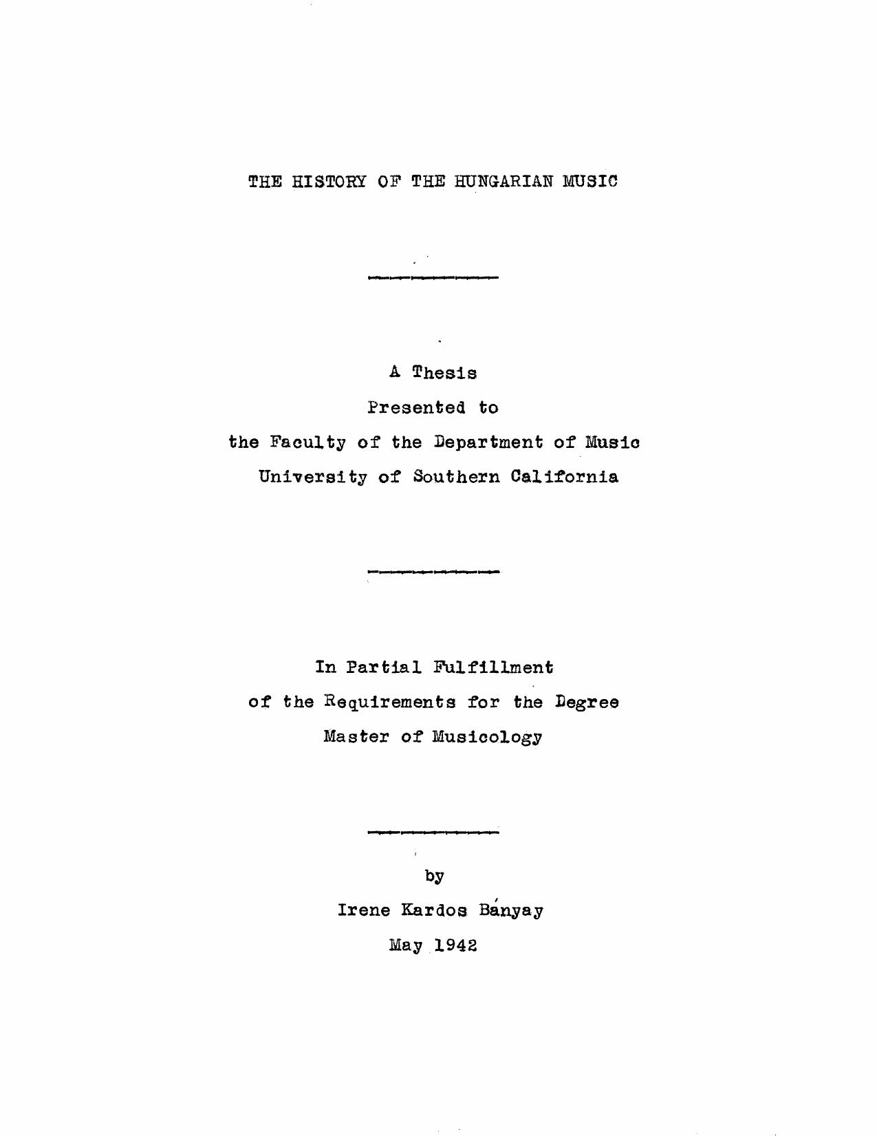 The history of the Hungarian music by Banyay Irene Kardos