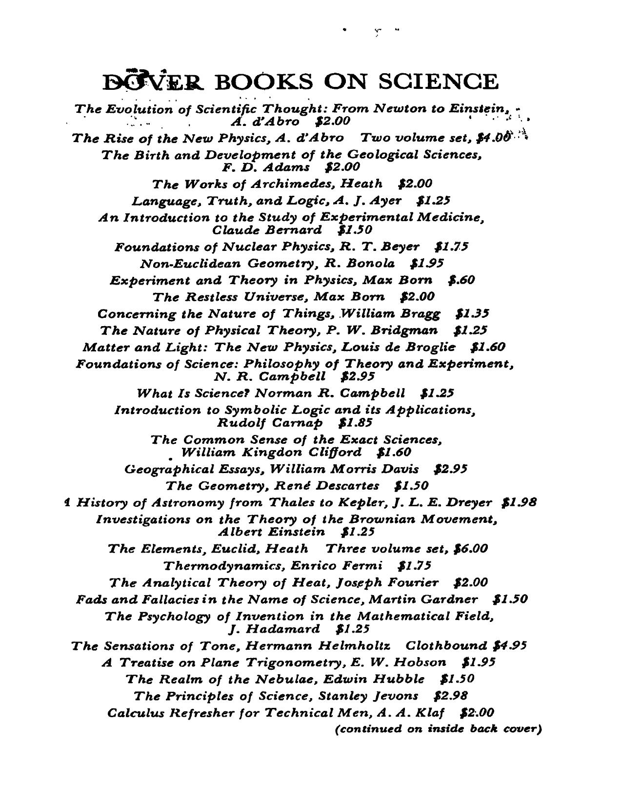 The history of the calculus and its conceptual development : (The concepts of the calculus) by Carl B Boyer