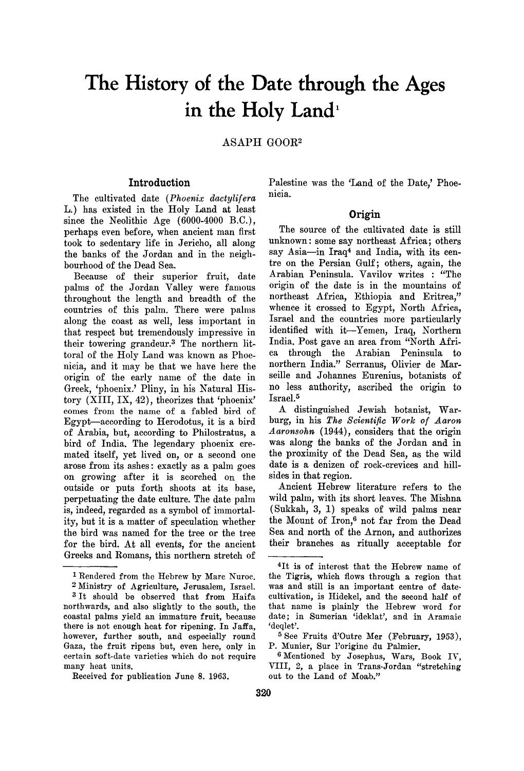 The history of the date through the ages in the Holy Land by Unknown