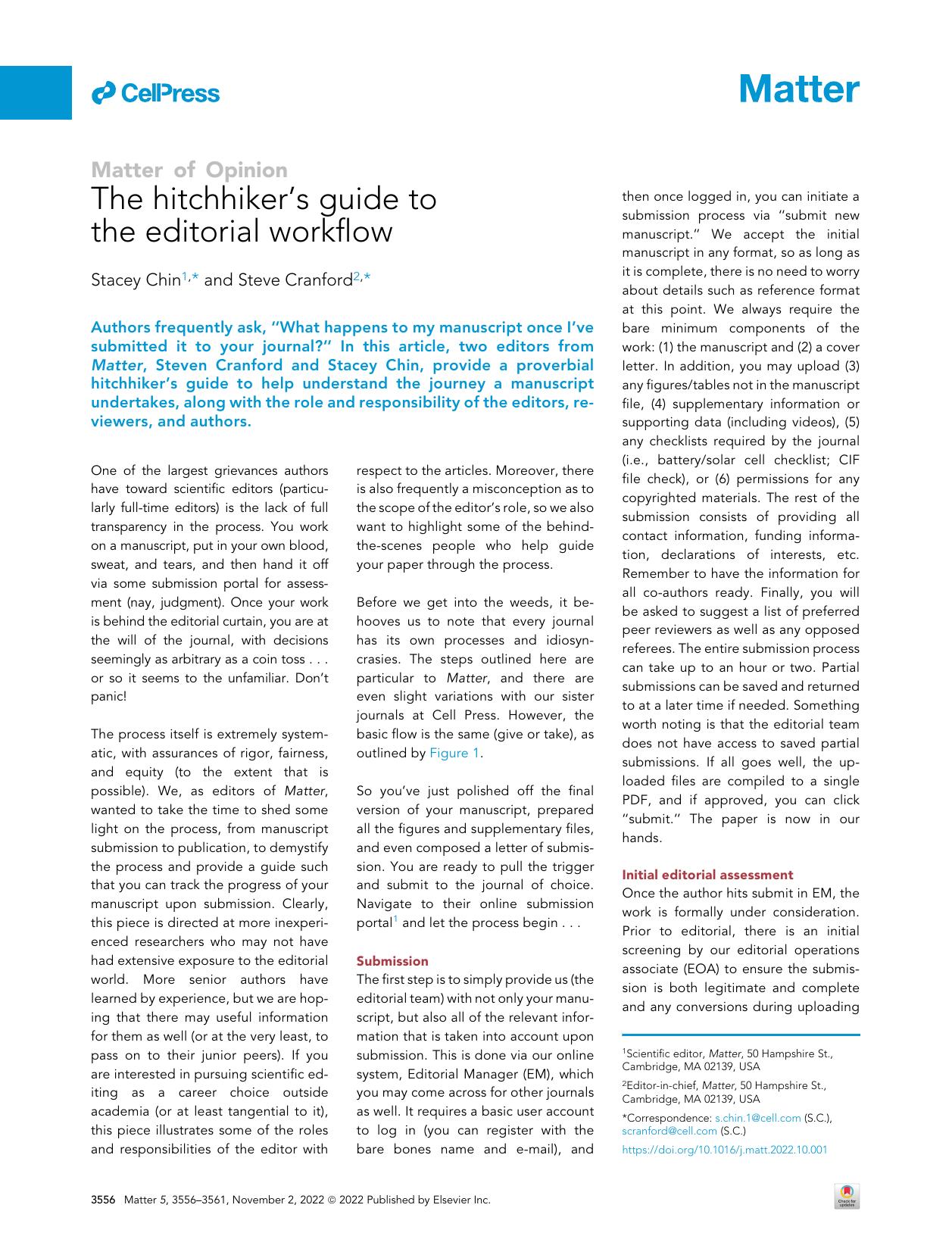 The hitchhiker's guide to the editorial workflow by Stacey Chin