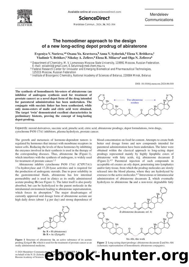 The homodimer approach to the design of a new long-acting depot prodrug of abiraterone by unknow