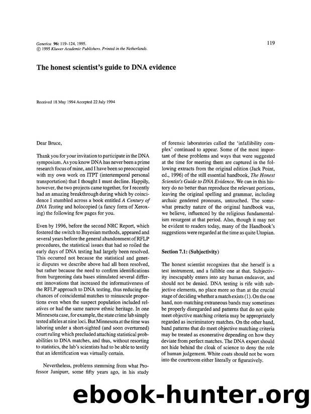The honest scientist's guide to DNA evidence by Unknown