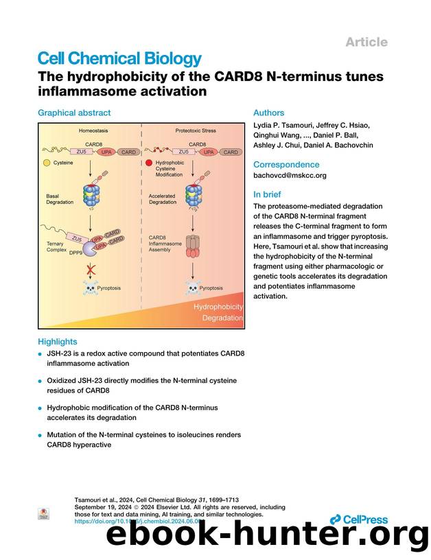 The hydrophobicity of the CARD8 N-terminus tunes inflammasome activation by unknow