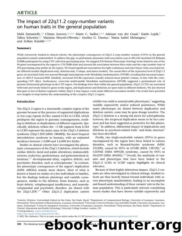 The impact of 22q11.2 copy-number variants on human traits in the general population by unknow