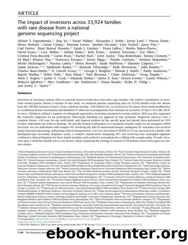 The impact of inversions across 33,924 families with rare disease from a national genome sequencing project by unknow
