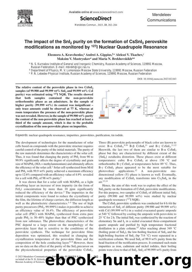 The impact of the SnI2 purity on the formation of CsSnI3 perovskite modifications as monitored by 127I Nuclear Quadrupole Resonance by unknow