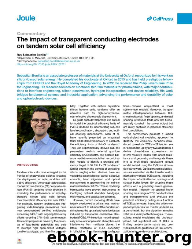 The impact of transparent conducting electrodes on tandem solar cell efficiency by Ruy Sebastian Bonilla