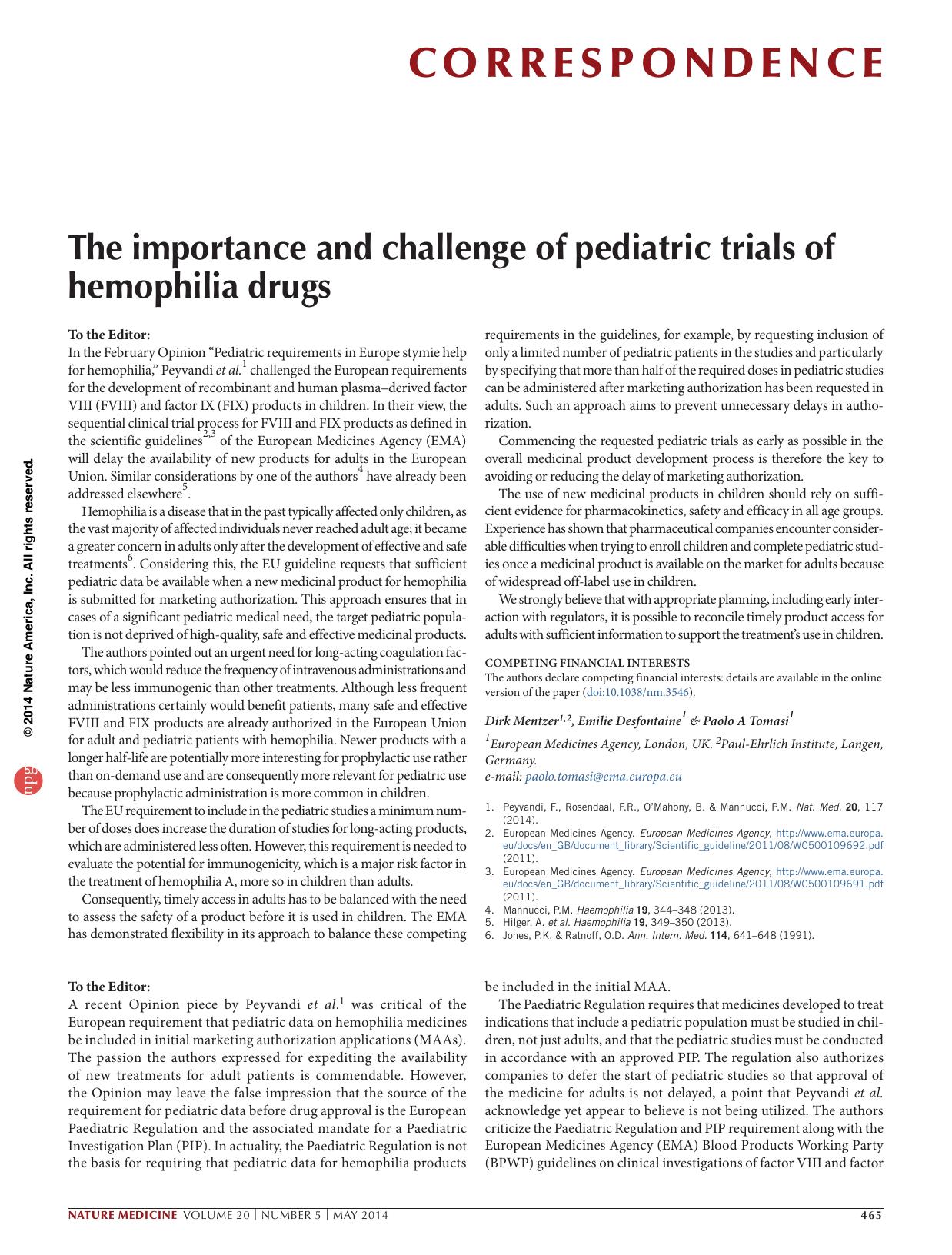 The importance and challenge of pediatric trials of hemophilia drugs by Robin Huff