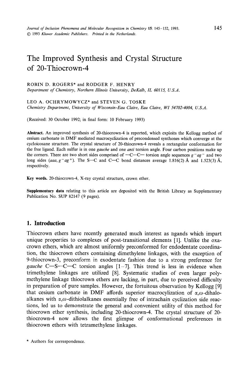 The improved synthesis and crystal structure of 20-thiocrown-4 by Unknown