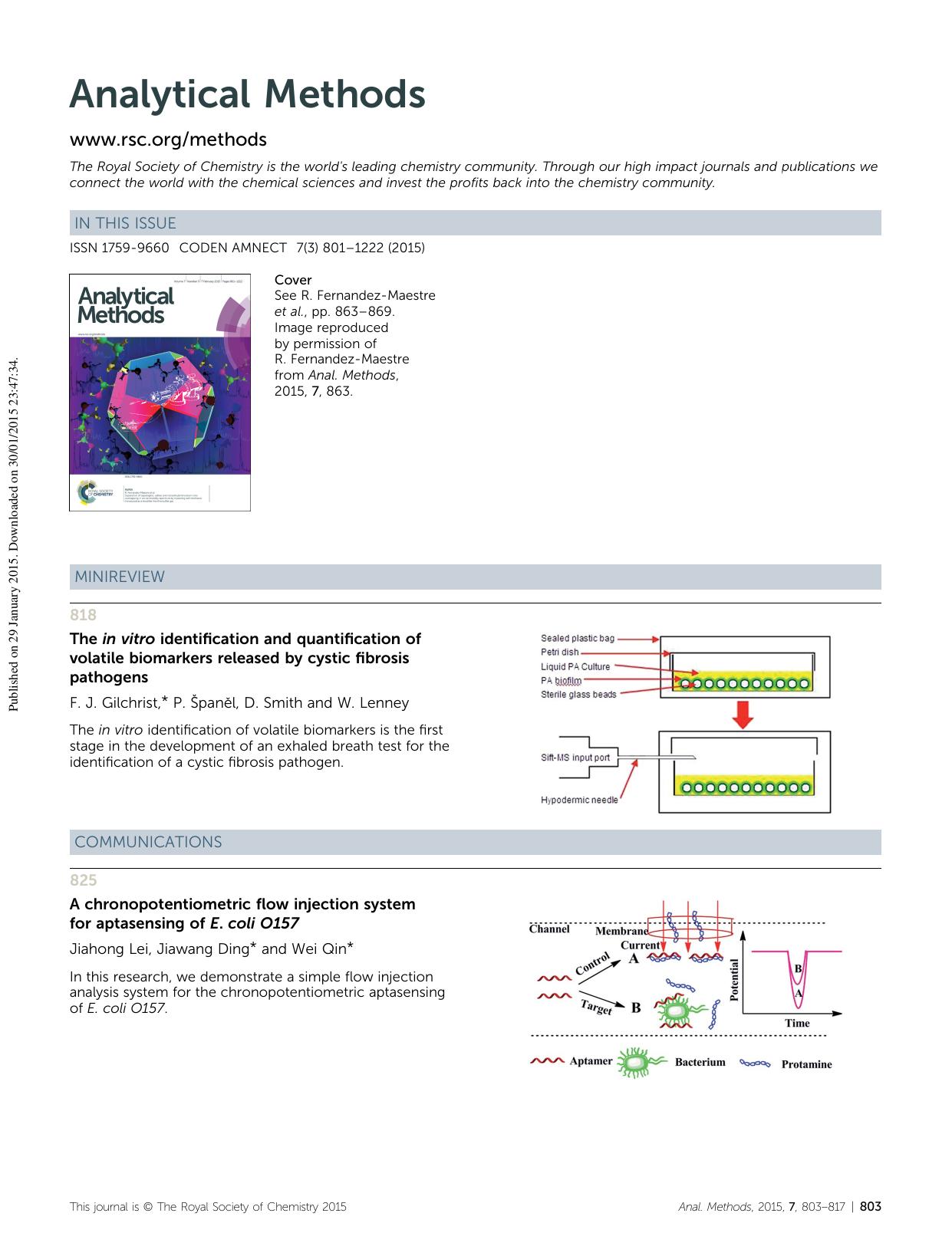 The in vitro identification and quantification of volatile biomarkers released by cystic fibrosis pathogens by Xin Fu & Qiwei Zhang & Gang Wu & Wei Zhou & Qiao-Chun Wang & Da-Hui Qu