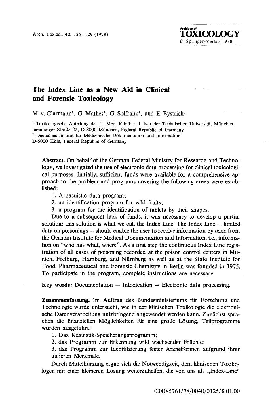 The index line as a new aid in clinical and forensic toxicology by Unknown