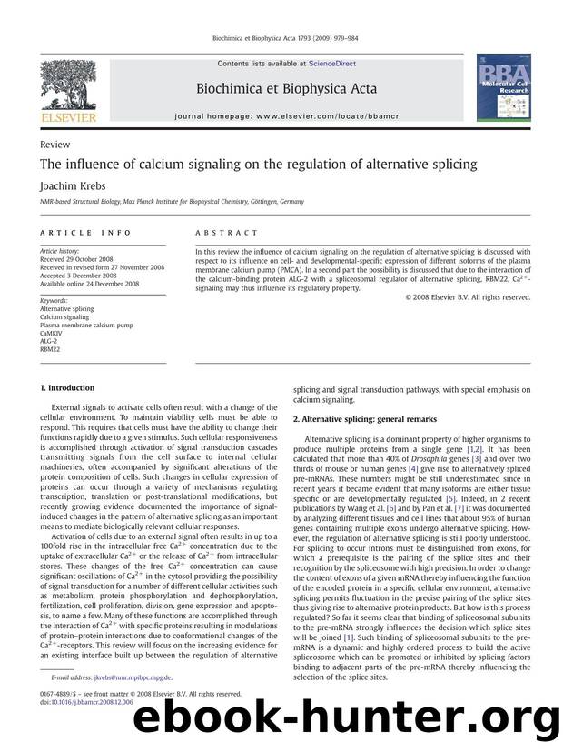 The influence of calcium signaling on the regulation of alternative splicing by Joachim Krebs