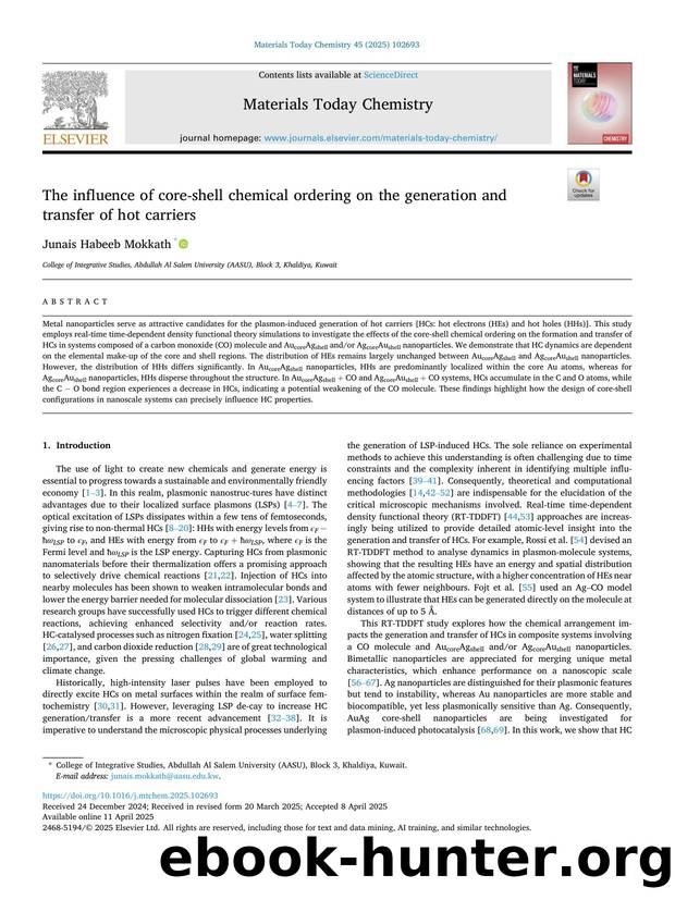 The influence of core-shell chemical ordering on the generation and transfer of hot carriers by Junais Habeeb Mokkath