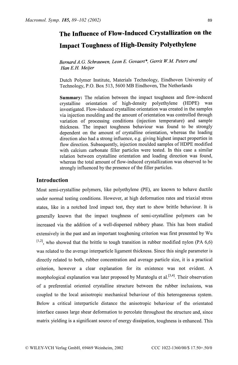 The influence of flow-induced crystallization on the impact toughness of high-density polyethylene by SOD