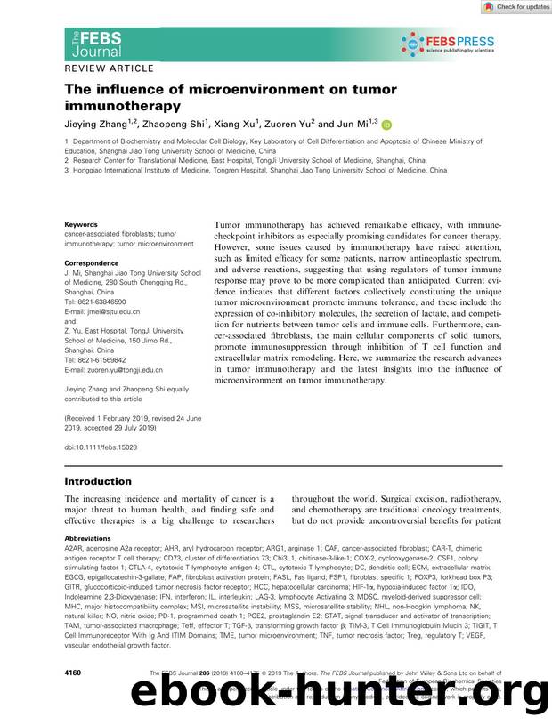 The influence of microenvironment on tumor immunotherapy by Unknown
