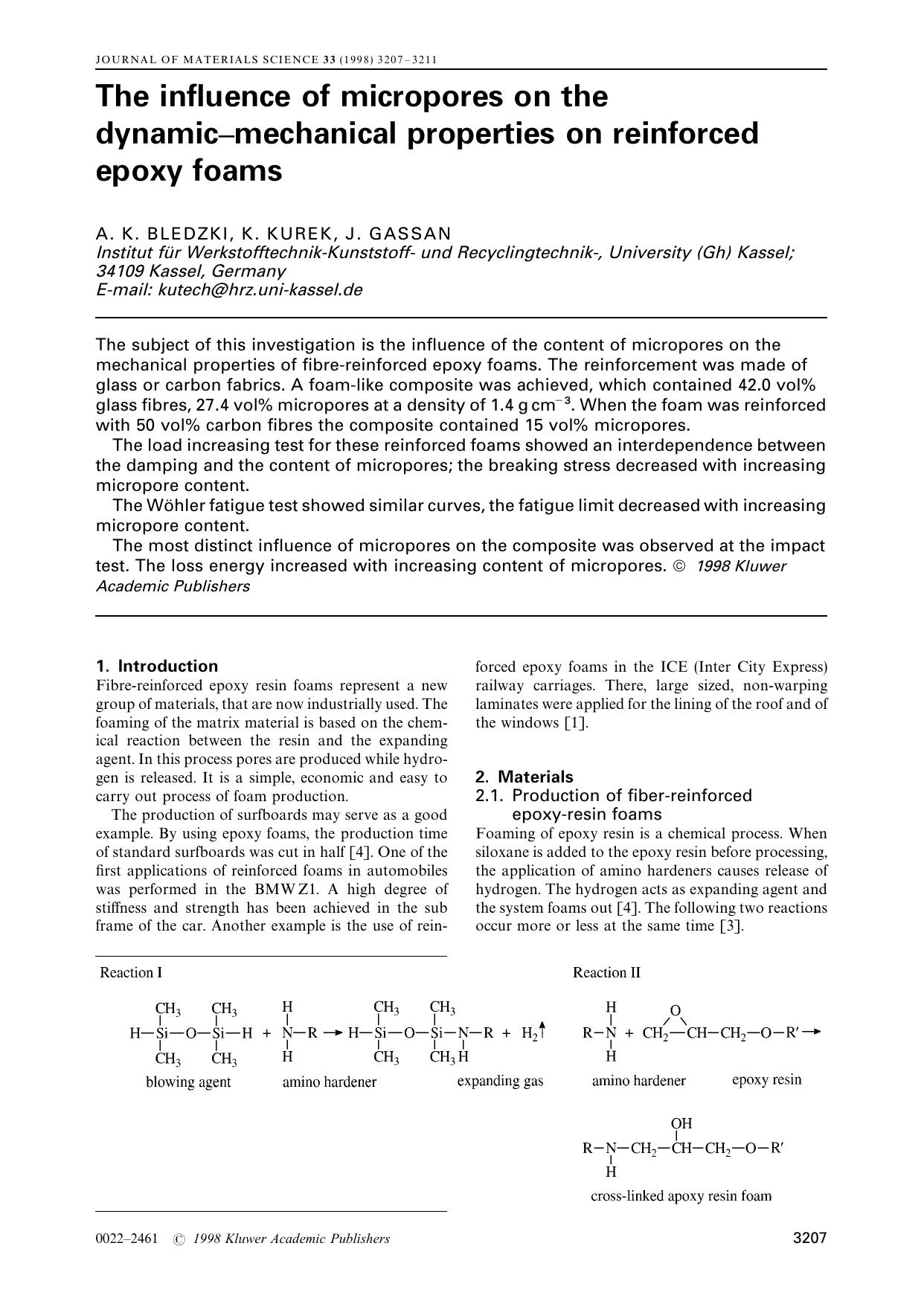 The influence of micropores on the dynamic–mechanical properties on reinforced epoxy foams by Unknown