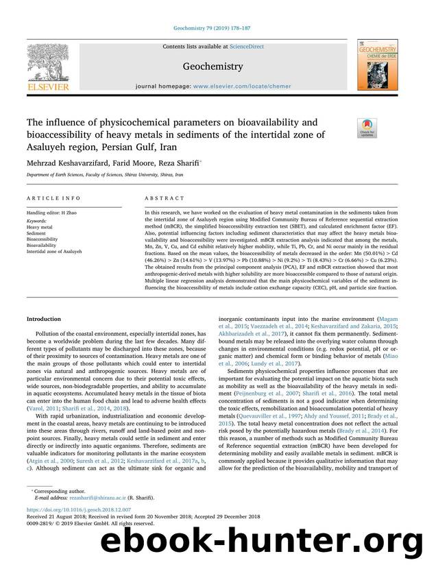 The influence of physicochemical parameters on bioavailability and bioaccessibility of heavy metals in sediments of the intertidal zone of Asaluyeh region, Persian Gulf, Iran by Mehrzad Keshavarzifard & Farid Moore & Reza Sharifi