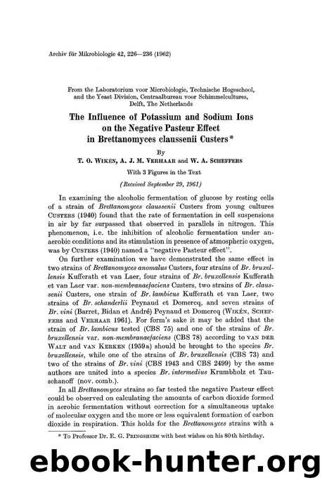 The influence of potassium and sodium ions on the negative pasteur effect in Brettanomyces claussenii custers by Unknown