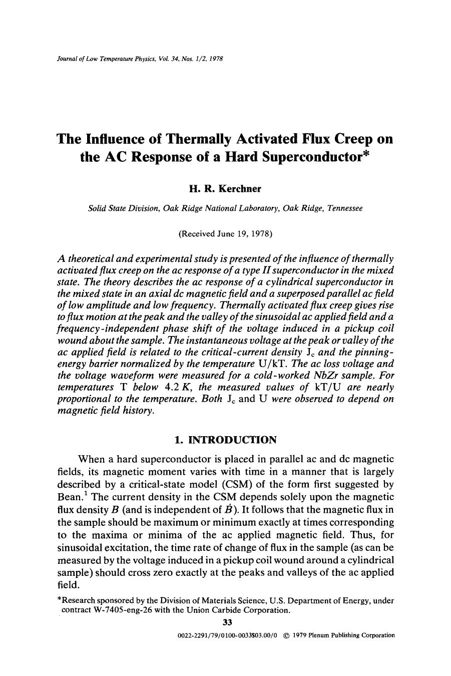The influence of thermally activated flux creep on the ac response of a hard superconductor by Unknown