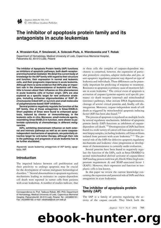 The inhibitor of apoptosis protein family and its antagonists in acute leukemias by Unknown