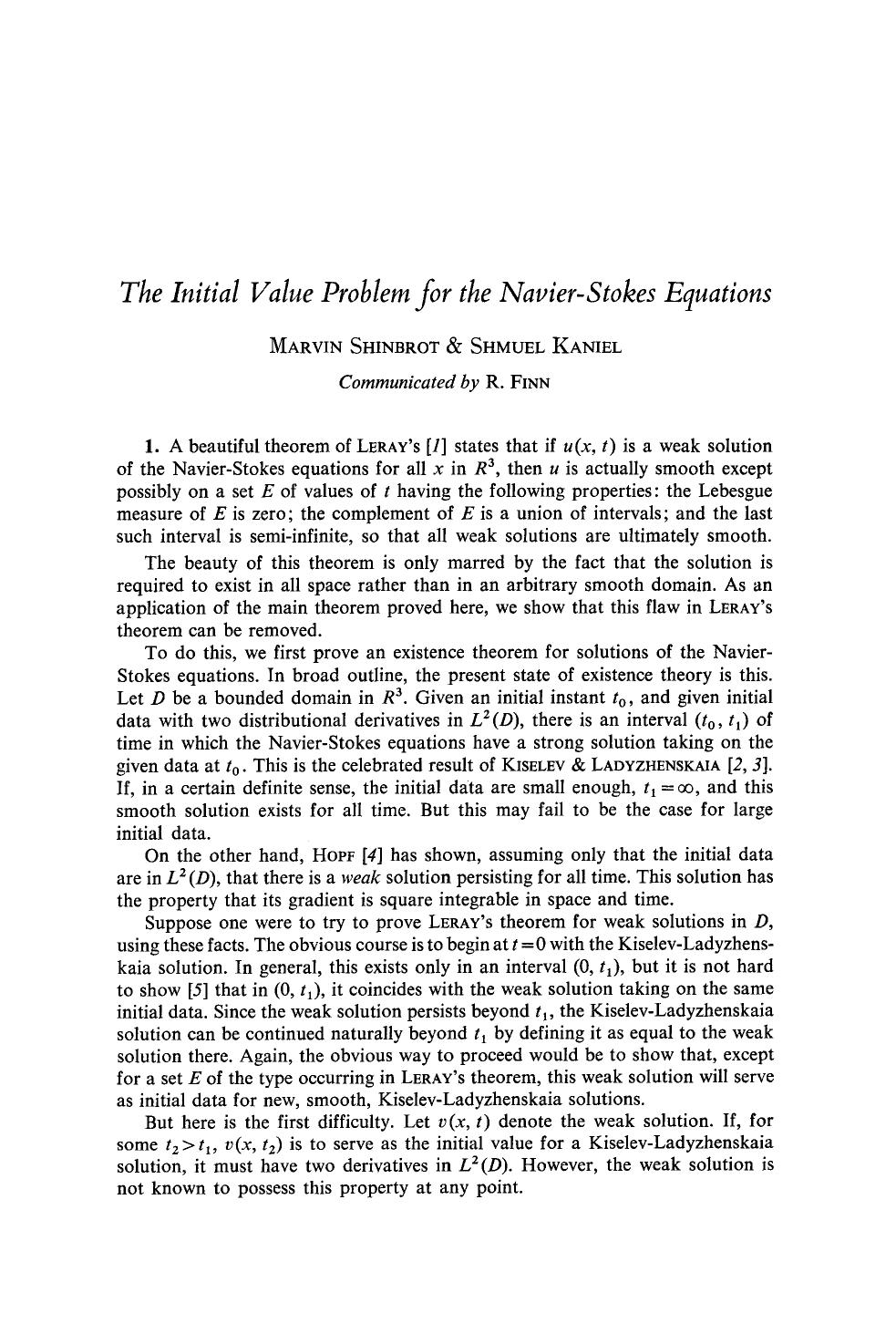 The initial value problem for the navier-stokes equations by Unknown