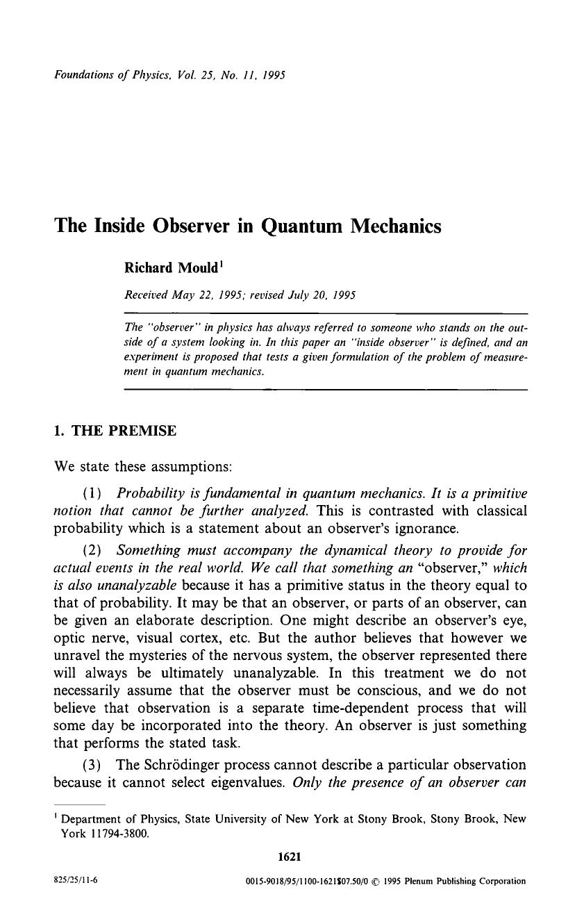 The inside observer in quantum mechanics by Unknown