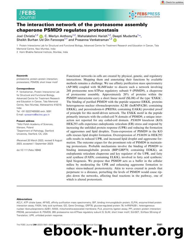 The interaction network of the proteasome assembly chaperone PSMD9 regulates proteostasis by Unknown