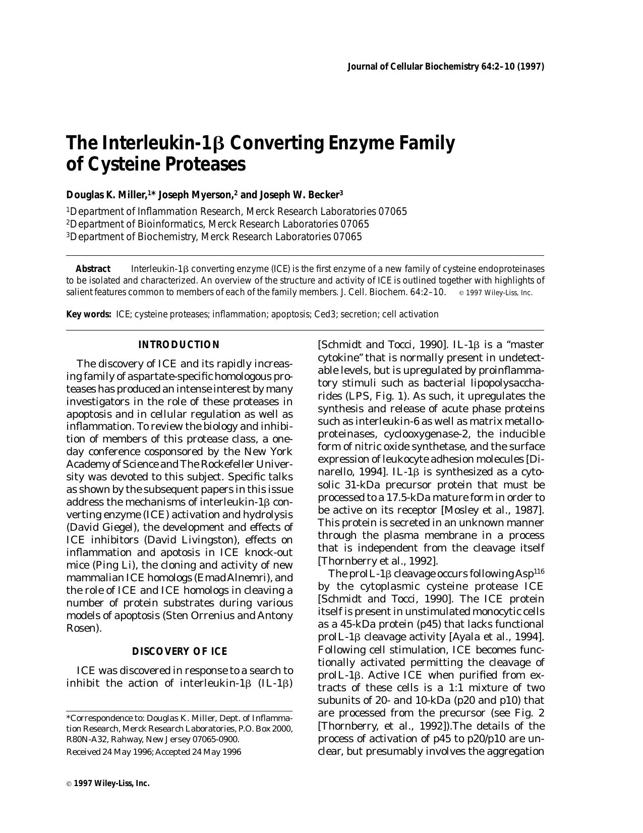 The interleukin-1[bgr] converting enzyme family of cysteine proteases by Unknown