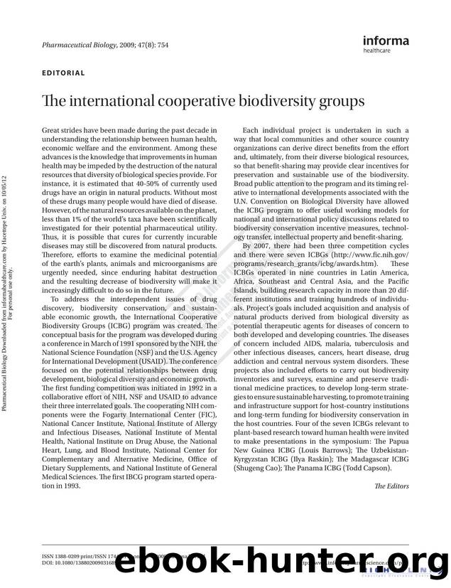 The international cooperative biodiversity groups by Unknown
