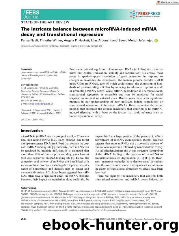The intricate balance between microRNAâinduced mRNA decay and translational repression by Unknown