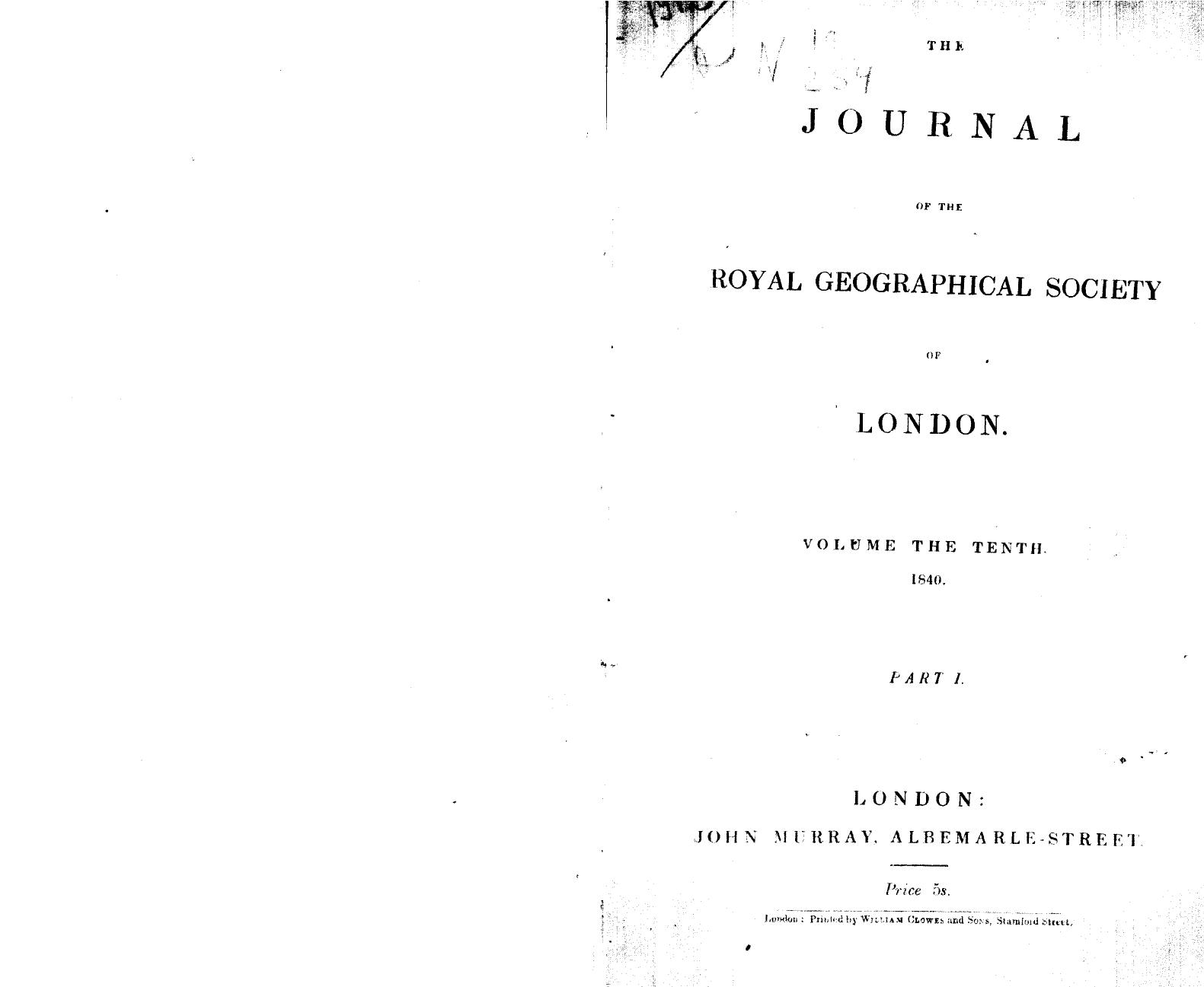 The journal of the royal geographical society of london 1840   part 1. vol. 10 [rucont-128620] by Unknown