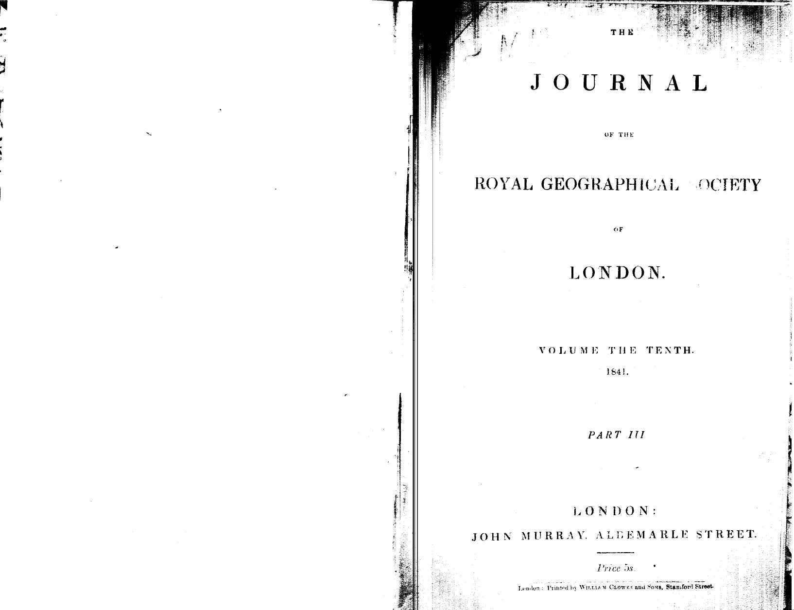 The journal of the royal geographical society of london 1841   part 3. vol. 10 [rucont-130034] by Unknown