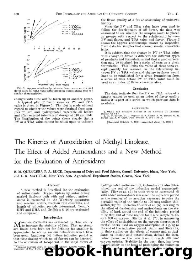 The kinetics of autoxidation of methyl linoleate. The effect of added antioxidants and a new method for the evaluation of antioxidants by Unknown
