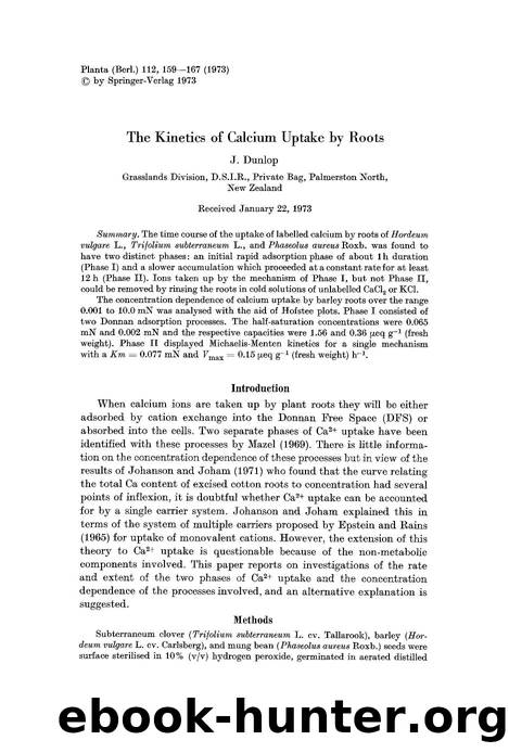 The kinetics of calcium uptake by roots by Unknown