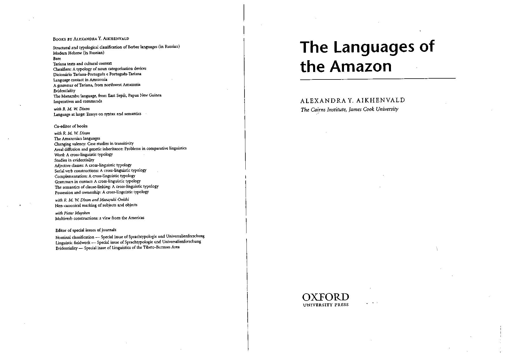 The languages of the Amazon by Alexandra Y. Aikhenvald
