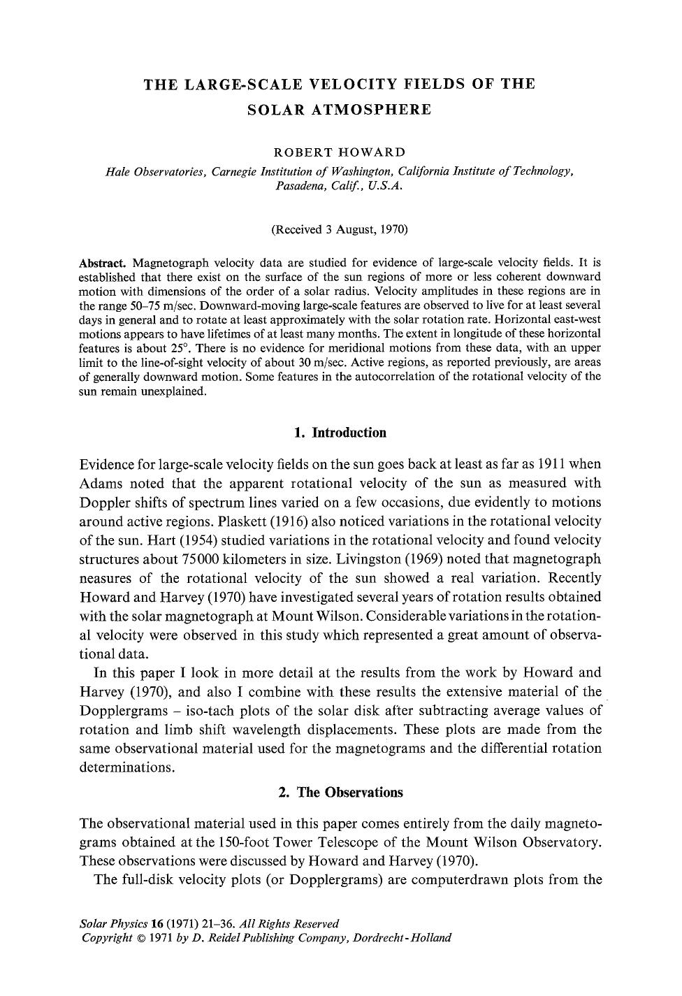 The large-scale velocity fields of the solar atmosphere by Unknown