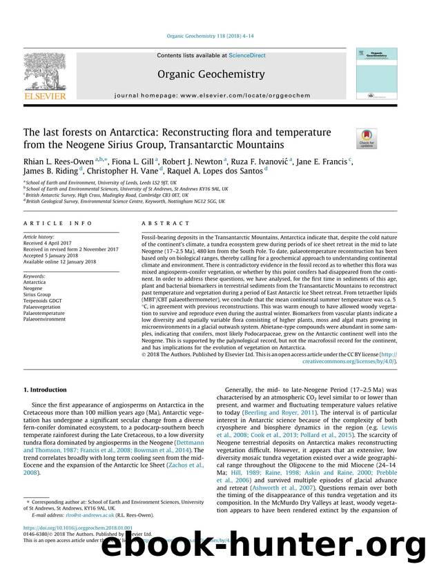The last forests on Antarctica: Reconstructing flora and temperature from the Neogene Sirius Group, Transantarctic Mountains by unknow
