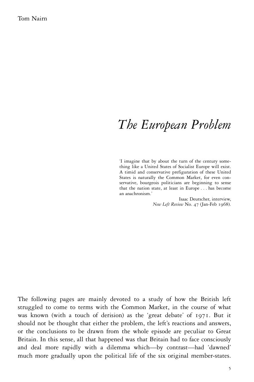 The left against Europe? (Special Issue) by Tom Nairn
