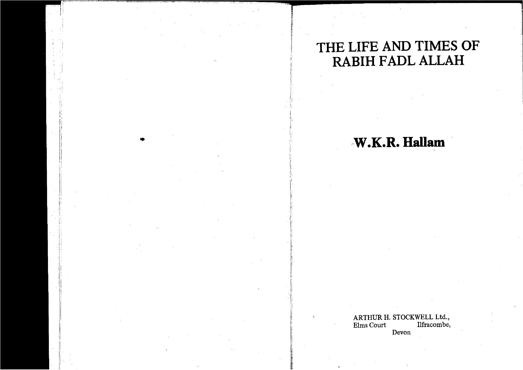 The life and times of Rabih Fadh Allah by W. K. R Hallam