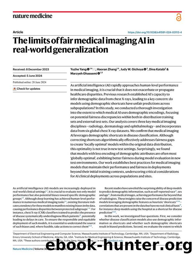 The limits of fair medical imaging AI in real-world generalization by Yuzhe Yang & Haoran Zhang & Judy W. Gichoya & Dina Katabi & Marzyeh Ghassemi