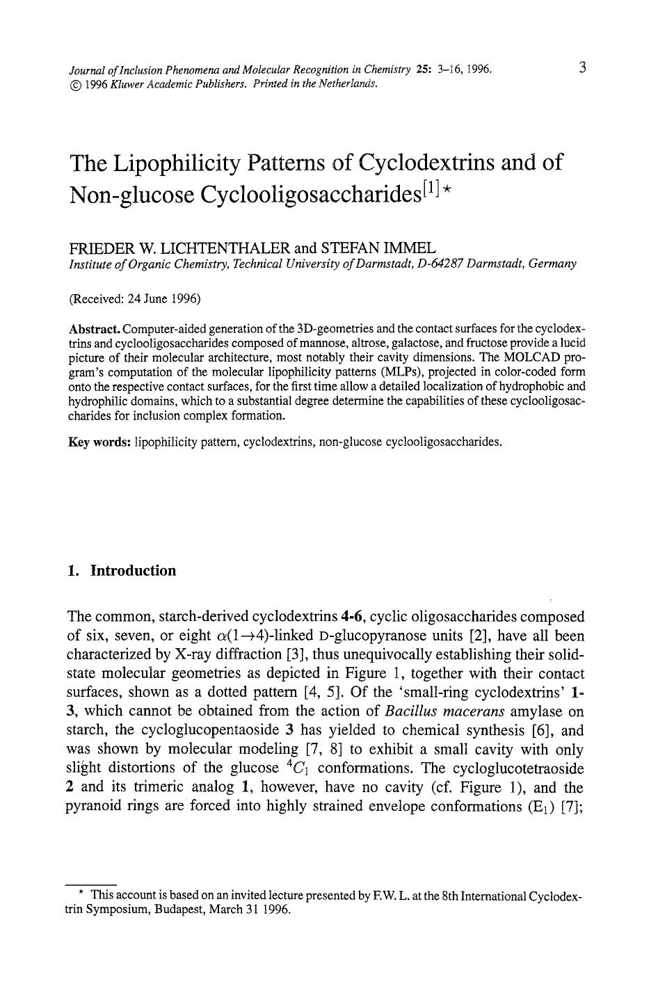 The lipophilicity patterns of cyclodextrins and of non-glucose cyclooligosaccharides by Unknown