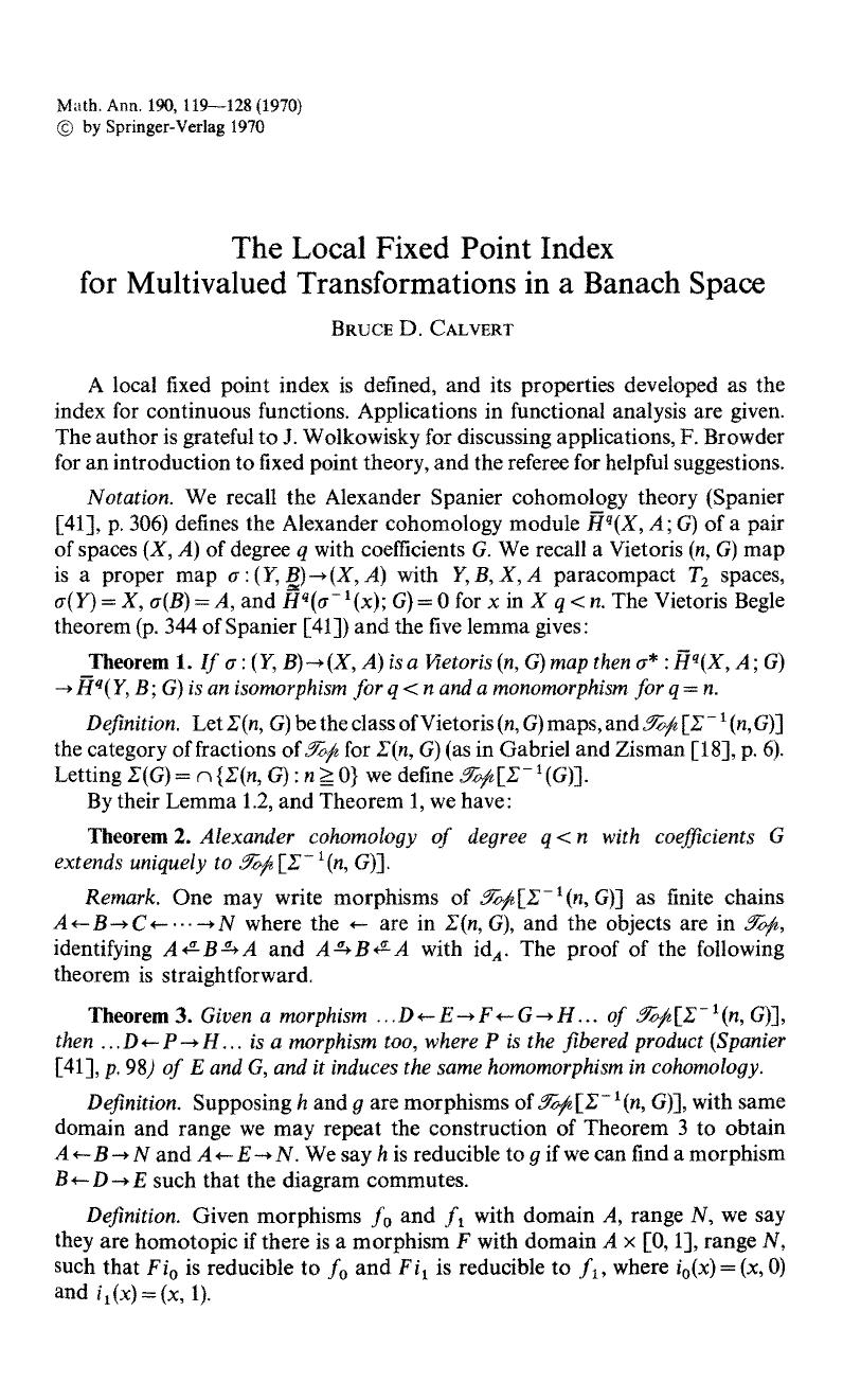 The local fixed point index for multivalued transformations in a Banach space by Unknown