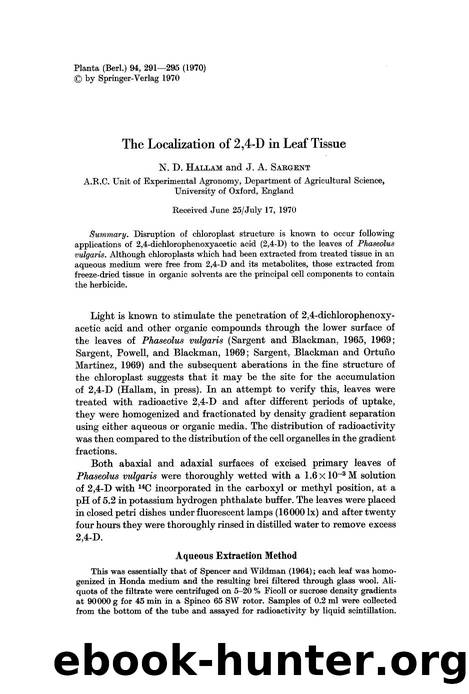 The localization of 2,4-D in leaf tissue by Unknown