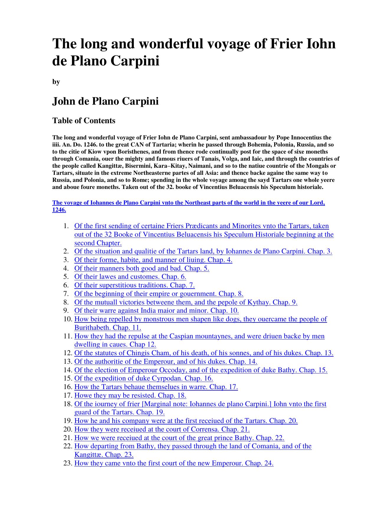 The long and wonderful voyage of Frier Iohn de Plano Carpini by XURSHID DAVRON