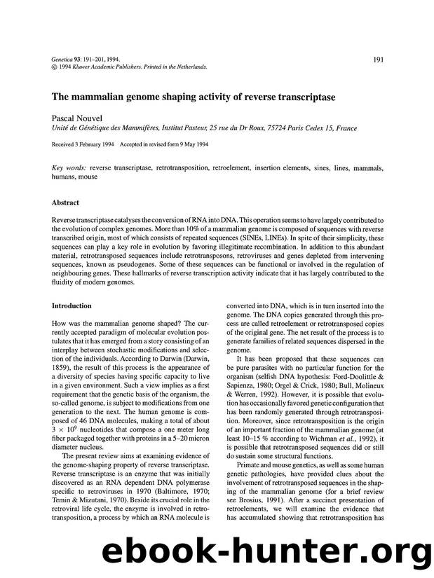 The mammalian genome shaping activity of reverse transcriptase by Unknown